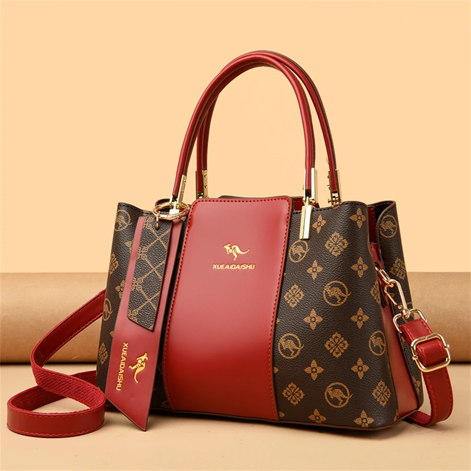 Luxury Handbag Fashion Print Large Capacity Soft Leather Women Shoulder Crossbody Bag Leisure Designer Ladies Purses and Handbag Luxury Handbag Fashion Print Large Capacity Soft Leather Women Shoulder Crossbody Bag Leisure Designer Ladies Purses and Handbag - Image 2