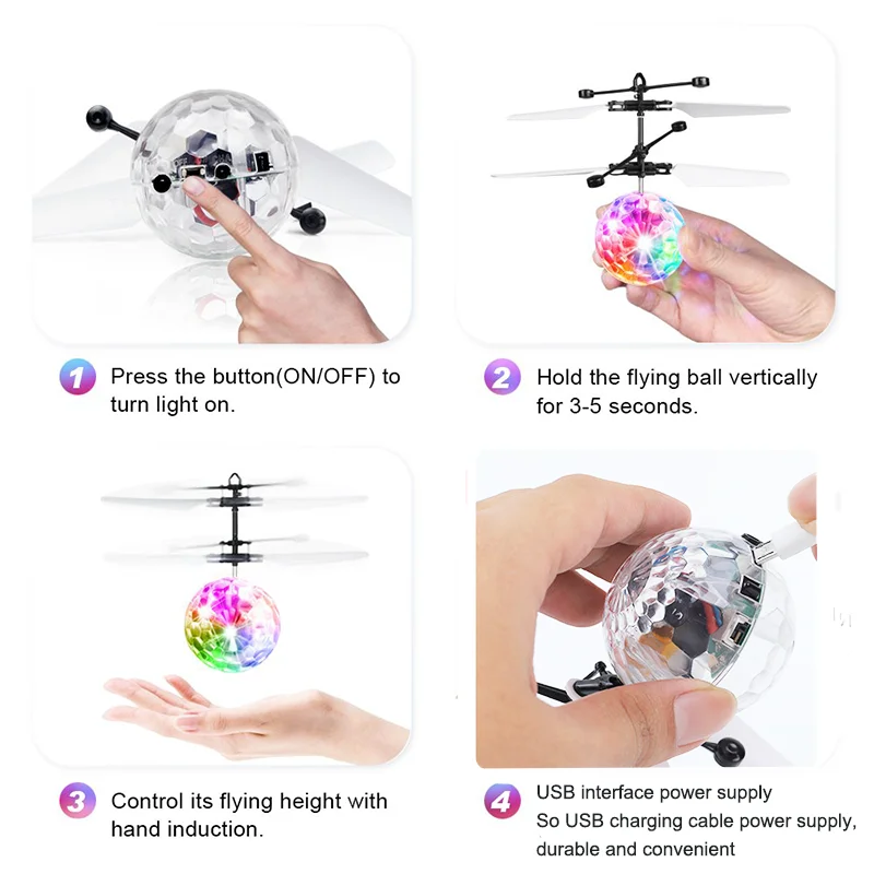 Led Light Suspension Crystal Ball Infrared Induction RC Gesture Control Colorful Glowing Toys Unique Gift for Kids Led Light Suspension Crystal Ball Infrared Induction RC Gesture Control Colorful Glowing Toys Unique Gift for Kids - Image 5