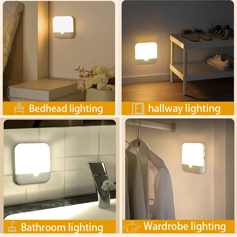 Motion Sensor Light Led Usb TYPE-C Charging Square Lamp for Bedroom Kitchen Stair Hallway Wardrobe Cupboard Lighting Night Light Motion Sensor Light Led Usb TYPE-C Charging Square Lamp for Bedroom Kitchen Stair Hallway Wardrobe Cupboard Lighting Night Light - Image 6