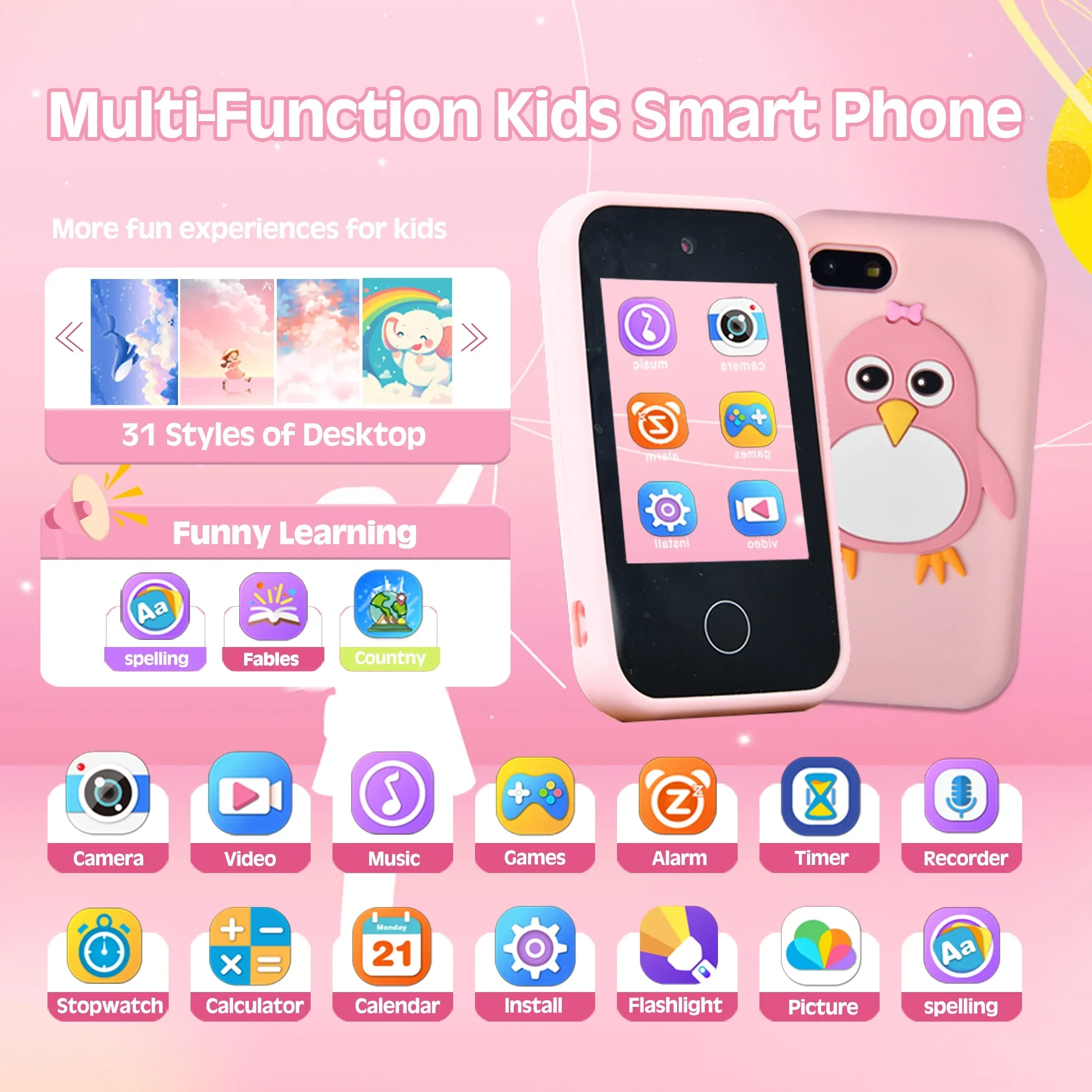 Children Phone Educational Toys MP3 Music Player Games Musical Toy Baby Mobile Selfie Camera Toys for Kids Birthday Gifts Children Phone Educational Toys MP3 Music Player Games Musical Toy Baby Mobile Selfie Camera Toys for Kids Birthday Gifts - Image 3