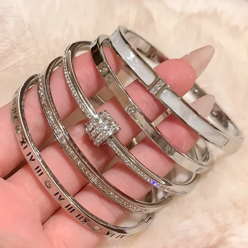 Silver Color Stainless Steel Colorfast Bracelets Skyful Star Bracelet Set for Women Fashion Light Luxury Jewelry Gifts Wholesale Silver Color Stainless Steel Colorfast Bracelets Skyful Star Bracelet Set for Women Fashion Light Luxury Jewelry Gifts Wholesale - Image 2