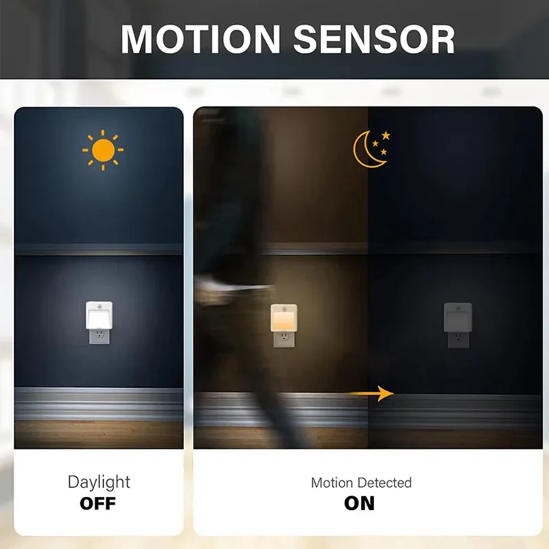 EU US UK Plug in LED Motion Sensor Night Lights for Kids Bedroom Auto Dusk to Dawn Sensor Dimmable Wireless Cabinet Lamp Decor EU US UK Plug in LED Motion Sensor Night Lights for Kids Bedroom Auto Dusk to Dawn Sensor Dimmable Wireless Cabinet Lamp Decor - Image 5