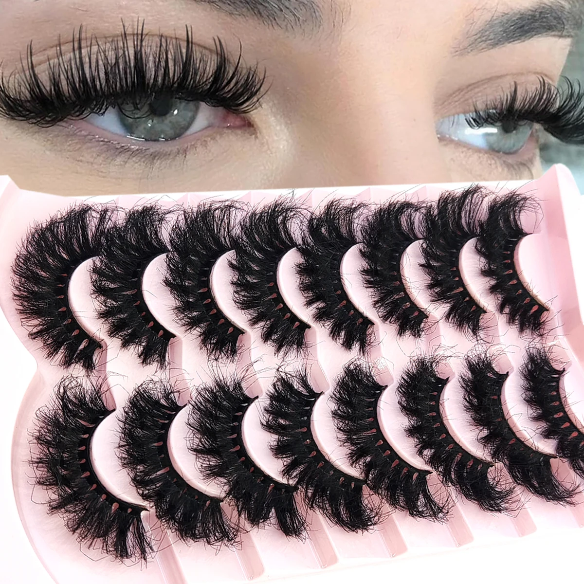 HBZGTLAD 5/8 Pairs of Natural Russian Striped Mink Lashes 3D False Lashes Volume Wavy False Lashes Eyelash Extensions Makeup HBZGTLAD 5/8 Pairs of Natural Russian Striped Mink Lashes 3D False Lashes Volume Wavy False Lashes Eyelash Extensions Makeup - Image 8