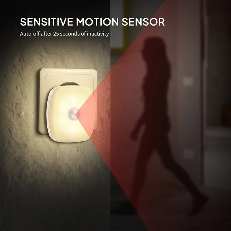 1/2pcs Wireless LED Night Light Motion Sensor EU Plug Children's Nights Light Night Lamp For Home Bedsides Table Bedroom Hallway 1/2pcs Wireless LED Night Light Motion Sensor EU Plug Children's Nights Light Night Lamp For Home Bedsides Table Bedroom Hallway - Image 2