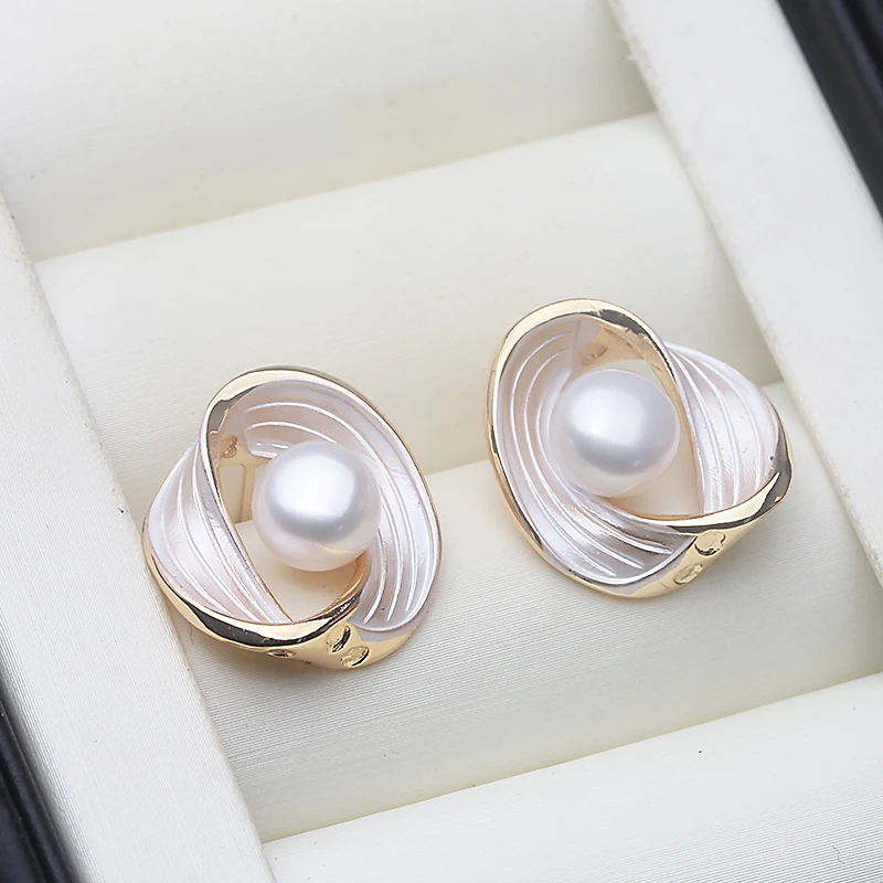Real Freshwater Pearl Dangle Earrings Woman,Vintage 925 Silver Natural Pearl Stud Earring Mother Wife Birthday Gift White Pink Real Freshwater Pearl Dangle Earrings Woman,Vintage 925 Silver Natural Pearl Stud Earring Mother Wife Birthday Gift White Pink - Image 2