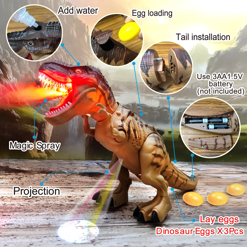 Electric Toy Large Size Walking Spray Lay Eggs Dinosaur Robot for Kids With Light Sound Mechanical Dinosaurs Model Toys Electric Toy Large Size Walking Spray Lay Eggs Dinosaur Robot for Kids With Light Sound Mechanical Dinosaurs Model Toys - Image 2