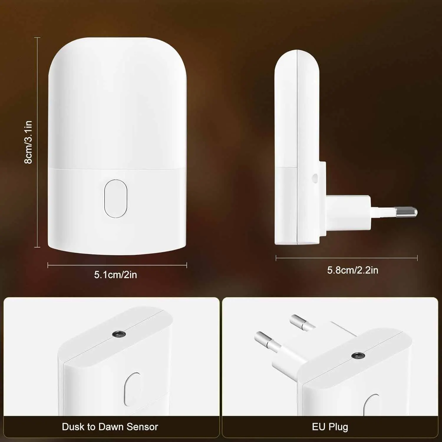 Night Lights Plug into Wall, LED Night Light with Light Sensor, Adjustable Brightness, Warm White 2700K Night Light Night Lights Plug into Wall, LED Night Light with Light Sensor, Adjustable Brightness, Warm White 2700K Night Light - Image 6