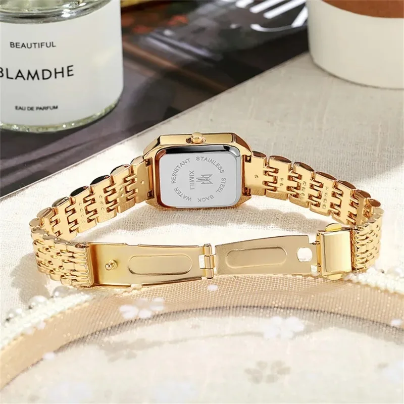 2026 Fashion Women's Quartz Watch Simple Square Silver Gold Gold Plated Women's Watch Corporate Alloy Folding Clock Holiday Gift 2026 Fashion Women's Quartz Watch Simple Square Silver Gold Gold Plated Women's Watch Corporate Alloy Folding Clock Holiday Gift - Image 5