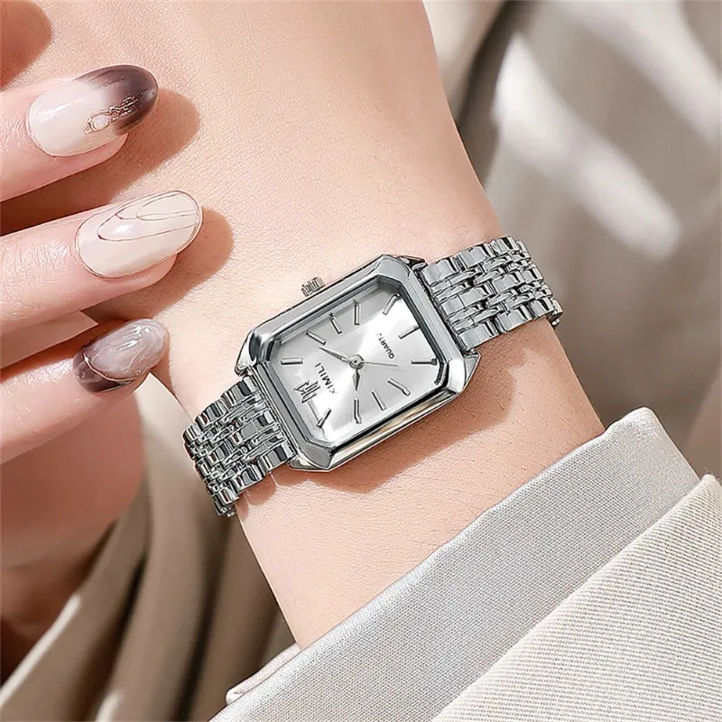 2026 Fashion Women's Quartz Watch Simple Square Silver Gold Gold Plated Women's Watch Corporate Alloy Folding Clock Holiday Gift 2026 Fashion Women's Quartz Watch Simple Square Silver Gold Gold Plated Women's Watch Corporate Alloy Folding Clock Holiday Gift - Image 4