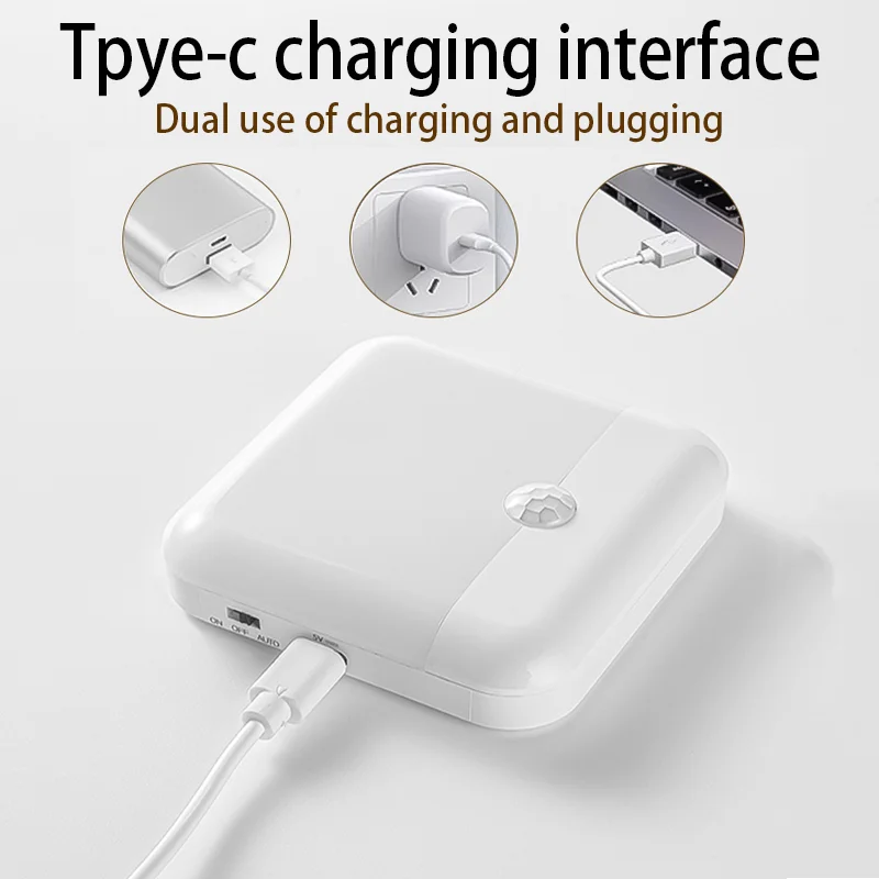 Motion Sensor Light Led Usb TYPE-C Charging Square Lamp for Bedroom Kitchen Stair Hallway Wardrobe Cupboard Lighting Night Light Motion Sensor Light Led Usb TYPE-C Charging Square Lamp for Bedroom Kitchen Stair Hallway Wardrobe Cupboard Lighting Night Light - Image 4