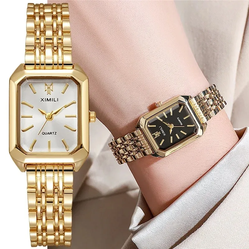 2026 Fashion Women's Quartz Watch Simple Square Silver Gold Gold Plated Women's Watch Corporate Alloy Folding Clock Holiday Gift 2026 Fashion Women's Quartz Watch Simple Square Silver Gold Gold Plated Women's Watch Corporate Alloy Folding Clock Holiday Gift - Image 2