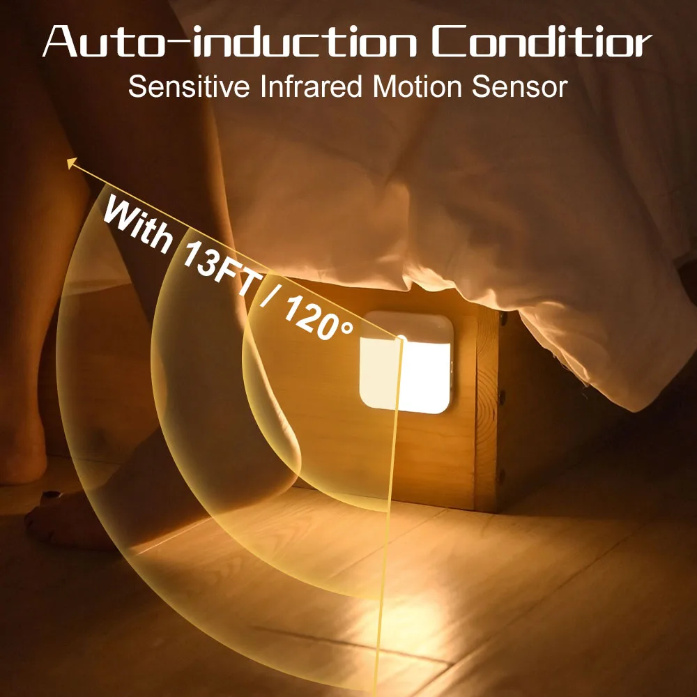 Motion Sensor Light Led Usb TYPE-C Charging Square Lamp for Bedroom Kitchen Stair Hallway Wardrobe Cupboard Lighting Night Light Motion Sensor Light Led Usb TYPE-C Charging Square Lamp for Bedroom Kitchen Stair Hallway Wardrobe Cupboard Lighting Night Light - Image 2