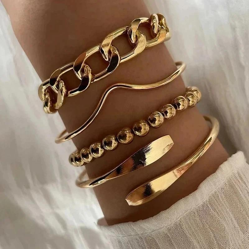 3 Pcs/set Geometric Twisted Lines Irregular Shaped Open Cuff Bracelet and Bangle Set for Women Punk Exaggerated Style Accessor 3 Pcs/set Geometric Twisted Lines Irregular Shaped Open Cuff Bracelet and Bangle Set for Women Punk Exaggerated Style Accessor - Image 14