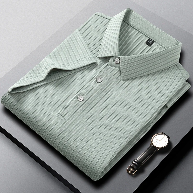 2025 New Men's Casual Fashion Striped Short Sleeved Collar Polo Shirt Breathable and Comfortable Summer Versatile T-shirt 2025 New Men's Casual Fashion Striped Short Sleeved Collar Polo Shirt Breathable and Comfortable Summer Versatile T-shirt - Image 8