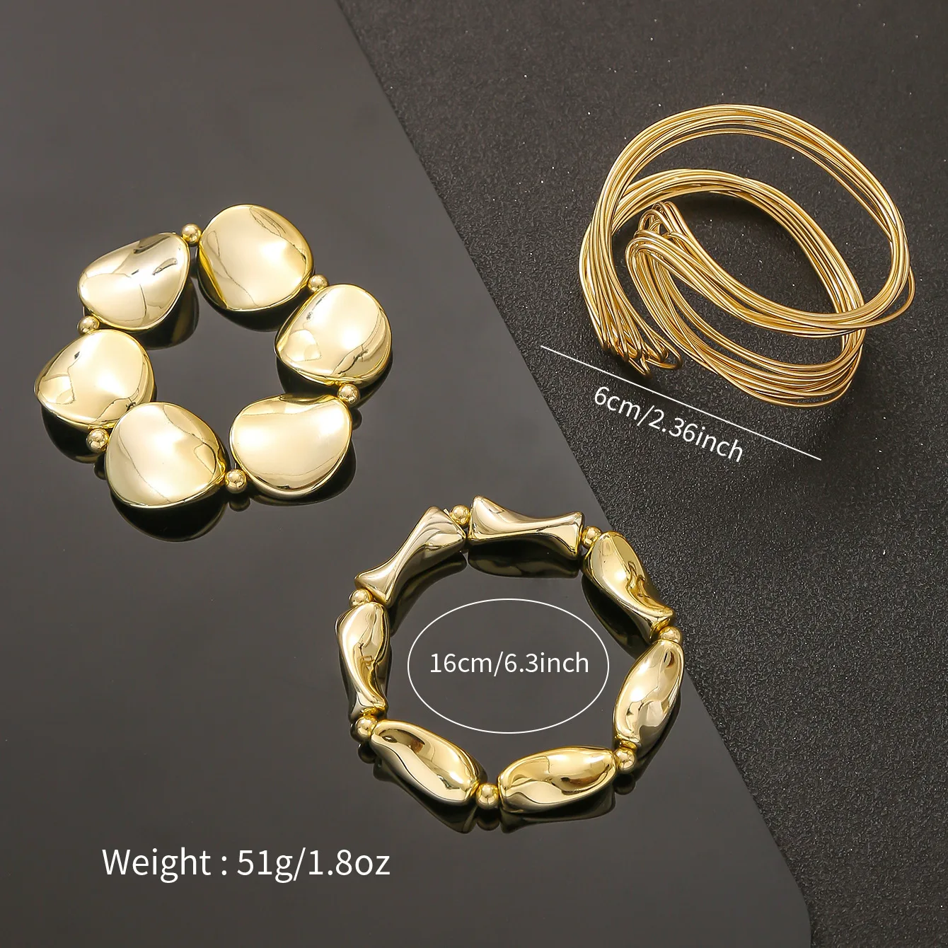 3 Pcs/set Geometric Twisted Lines Irregular Shaped Open Cuff Bracelet and Bangle Set for Women Punk Exaggerated Style Accessor 3 Pcs/set Geometric Twisted Lines Irregular Shaped Open Cuff Bracelet and Bangle Set for Women Punk Exaggerated Style Accessor - Image 4