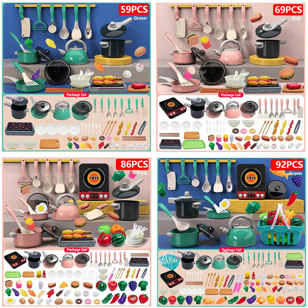 Kids Kitchen Toys Set 92/86/69/59PCS Play Kitchen Accessories Kit with Play Pots Pretend Food Cooking Toy Toddler Girls Boy Gift Kids Kitchen Toys Set 92/86/69/59PCS Play Kitchen Accessories Kit with Play Pots Pretend Food Cooking Toy Toddler Girls Boy Gift - Image 6