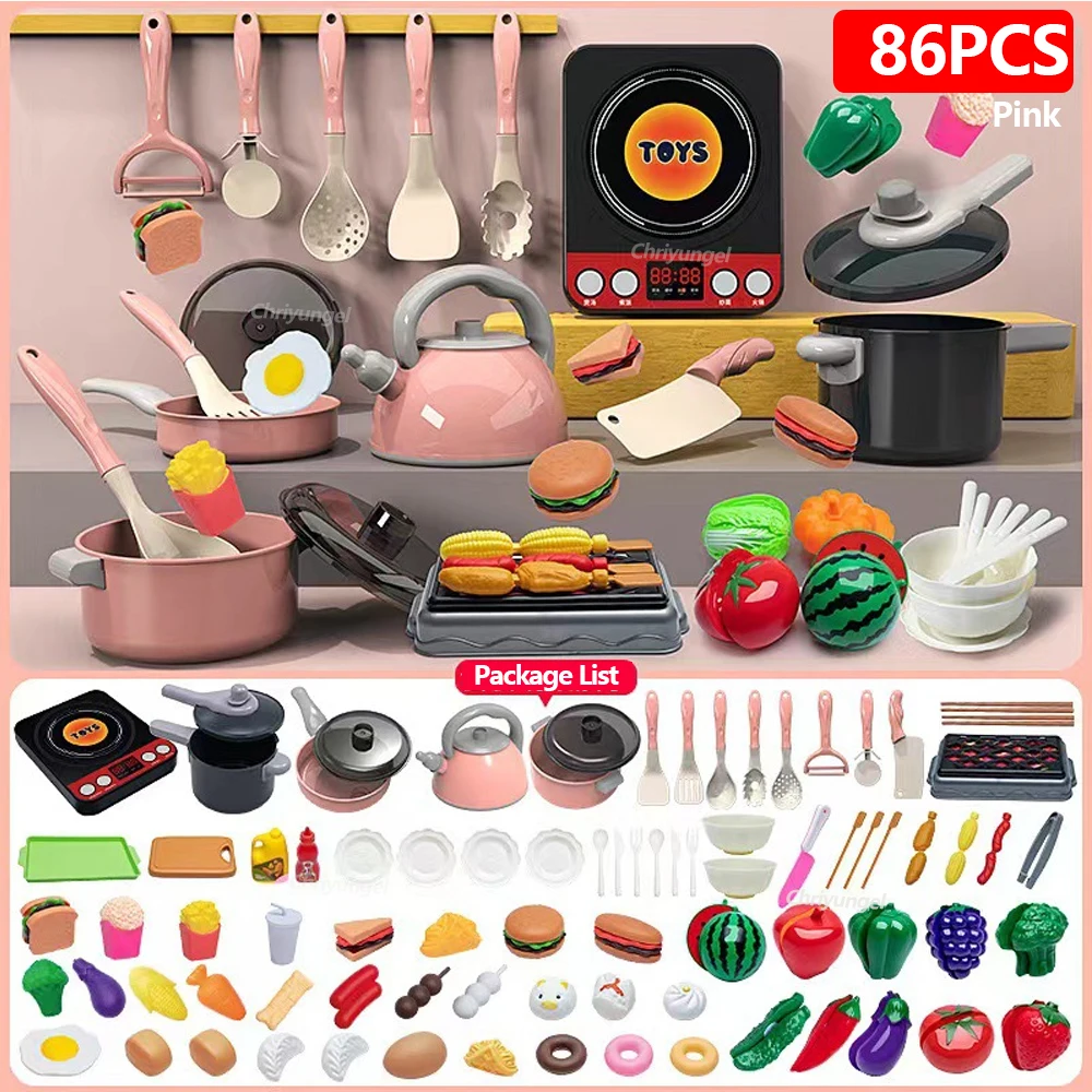 Kids Kitchen Toys Set 92/86/69/59PCS Play Kitchen Accessories Kit with Play Pots Pretend Food Cooking Toy Toddler Girls Boy Gift Kids Kitchen Toys Set 92/86/69/59PCS Play Kitchen Accessories Kit with Play Pots Pretend Food Cooking Toy Toddler Girls Boy Gift - Image 10