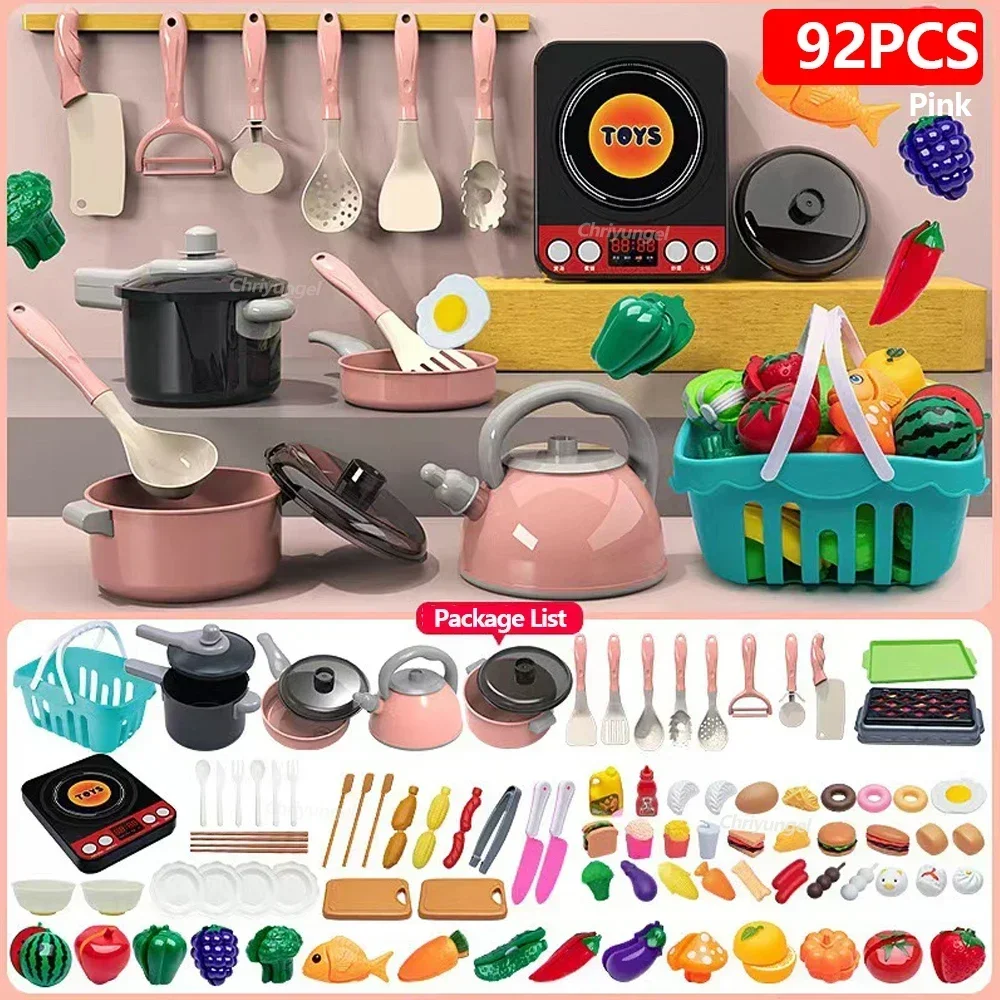 Kids Kitchen Toys Set 92/86/69/59PCS Play Kitchen Accessories Kit with Play Pots Pretend Food Cooking Toy Toddler Girls Boy Gift Kids Kitchen Toys Set 92/86/69/59PCS Play Kitchen Accessories Kit with Play Pots Pretend Food Cooking Toy Toddler Girls Boy Gift - Image 13