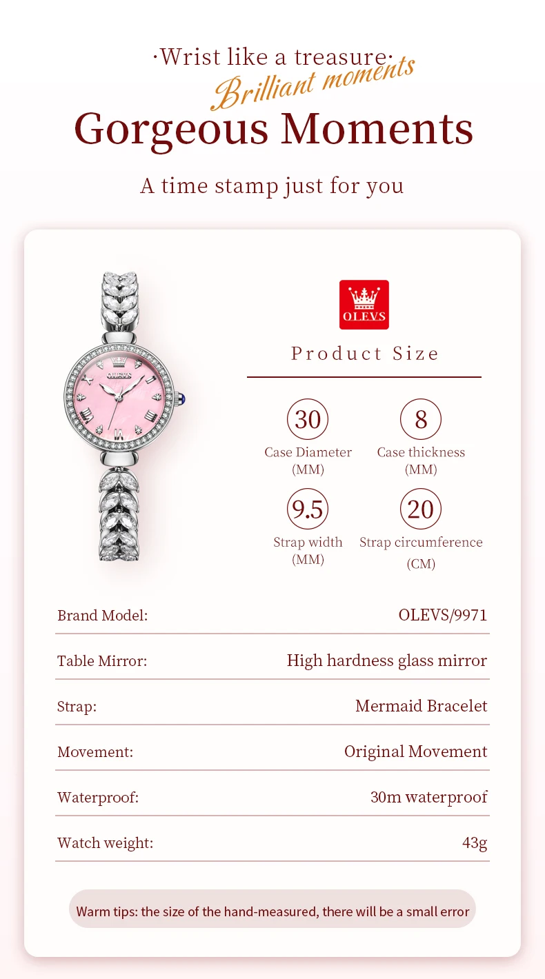 OLEVS 9971 Top Brand Women's Quartz Watches Diamond Bezel Luminous Waterproof Elegant Fashion Dress Wristwatch For Lady OLEVS 9971 Top Brand Women's Quartz Watches Diamond Bezel Luminous Waterproof Elegant Fashion Dress Wristwatch For Lady - Image 6