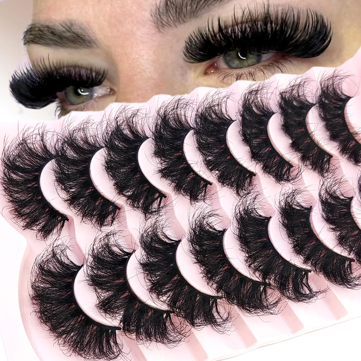 HBZGTLAD 5/8 Pairs of Natural Russian Striped Mink Lashes 3D False Lashes Volume Wavy False Lashes Eyelash Extensions Makeup HBZGTLAD 5/8 Pairs of Natural Russian Striped Mink Lashes 3D False Lashes Volume Wavy False Lashes Eyelash Extensions Makeup - Image 9