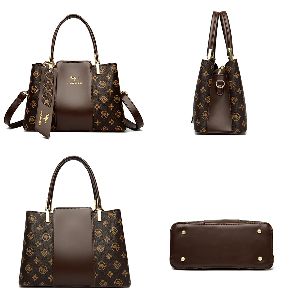 Luxury Handbag Fashion Print Large Capacity Soft Leather Women Shoulder Crossbody Bag Leisure Designer Ladies Purses and Handbag Luxury Handbag Fashion Print Large Capacity Soft Leather Women Shoulder Crossbody Bag Leisure Designer Ladies Purses and Handbag - Image 5