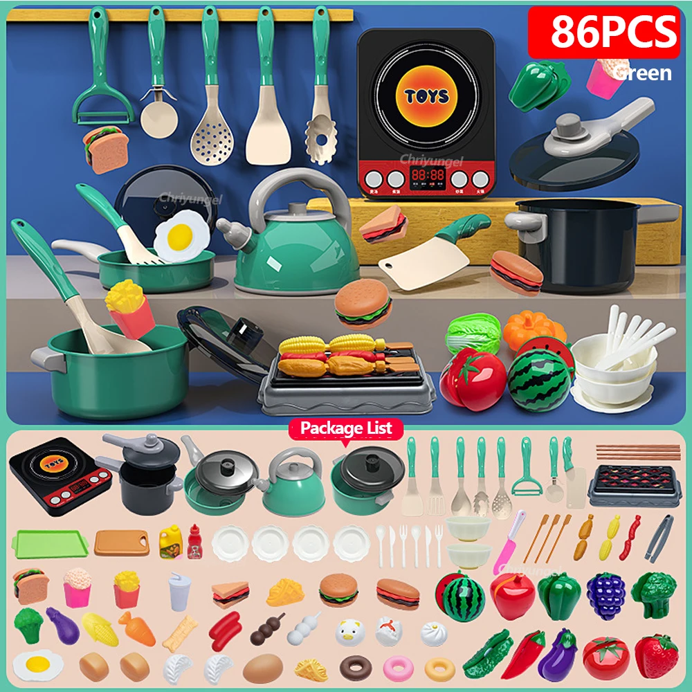 Kids Kitchen Toys Set 92/86/69/59PCS Play Kitchen Accessories Kit with Play Pots Pretend Food Cooking Toy Toddler Girls Boy Gift Kids Kitchen Toys Set 92/86/69/59PCS Play Kitchen Accessories Kit with Play Pots Pretend Food Cooking Toy Toddler Girls Boy Gift - Image 8