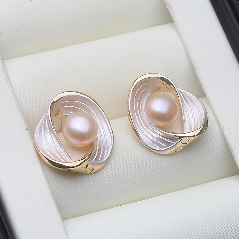 Real Freshwater Pearl Dangle Earrings Woman,Vintage 925 Silver Natural Pearl Stud Earring Mother Wife Birthday Gift White Pink Real Freshwater Pearl Dangle Earrings Woman,Vintage 925 Silver Natural Pearl Stud Earring Mother Wife Birthday Gift White Pink - Image 3