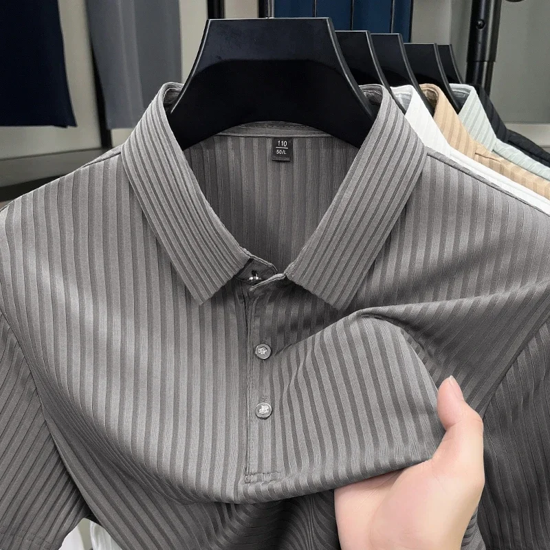 2025 New Men's Casual Fashion Striped Short Sleeved Collar Polo Shirt Breathable and Comfortable Summer Versatile T-shirt 2025 New Men's Casual Fashion Striped Short Sleeved Collar Polo Shirt Breathable and Comfortable Summer Versatile T-shirt