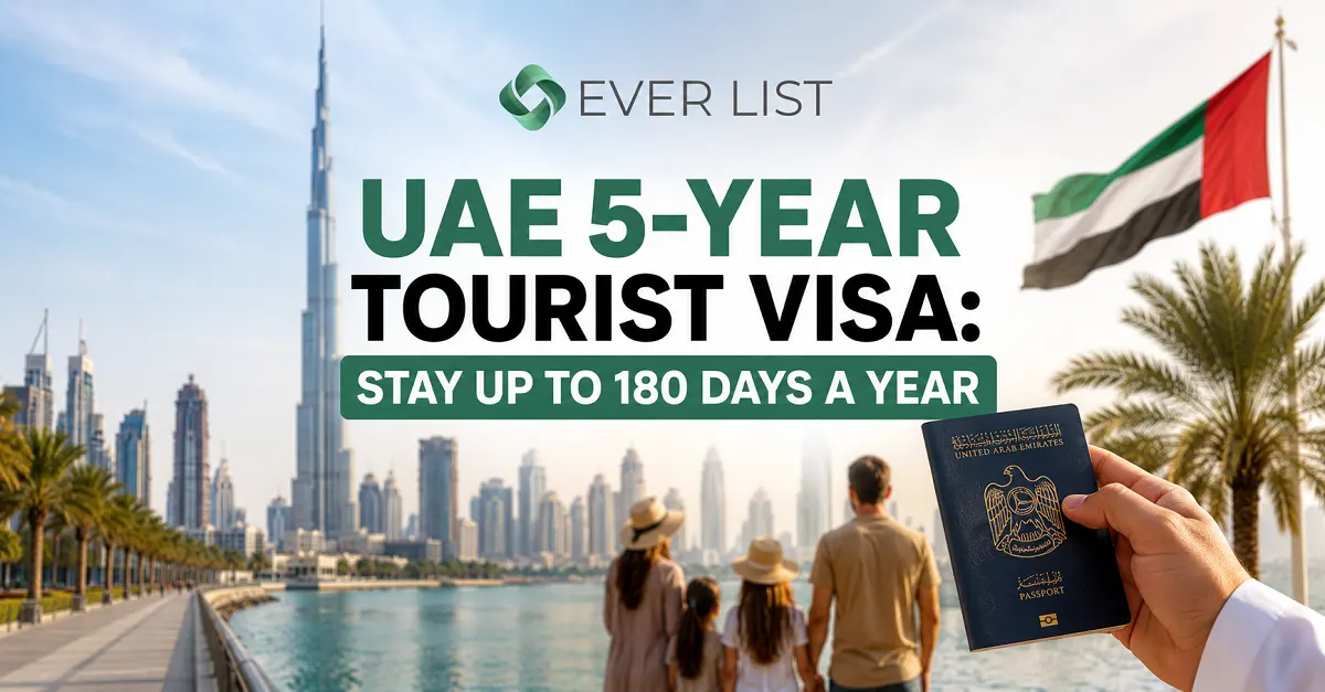UAE 5 Year Tourist Visa 180 Days Stay in a Year - Ever List