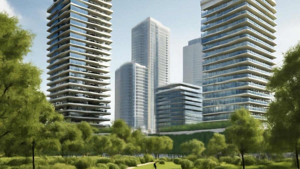 A conceptual rendering of a future Emaar development featuring green spaces and 