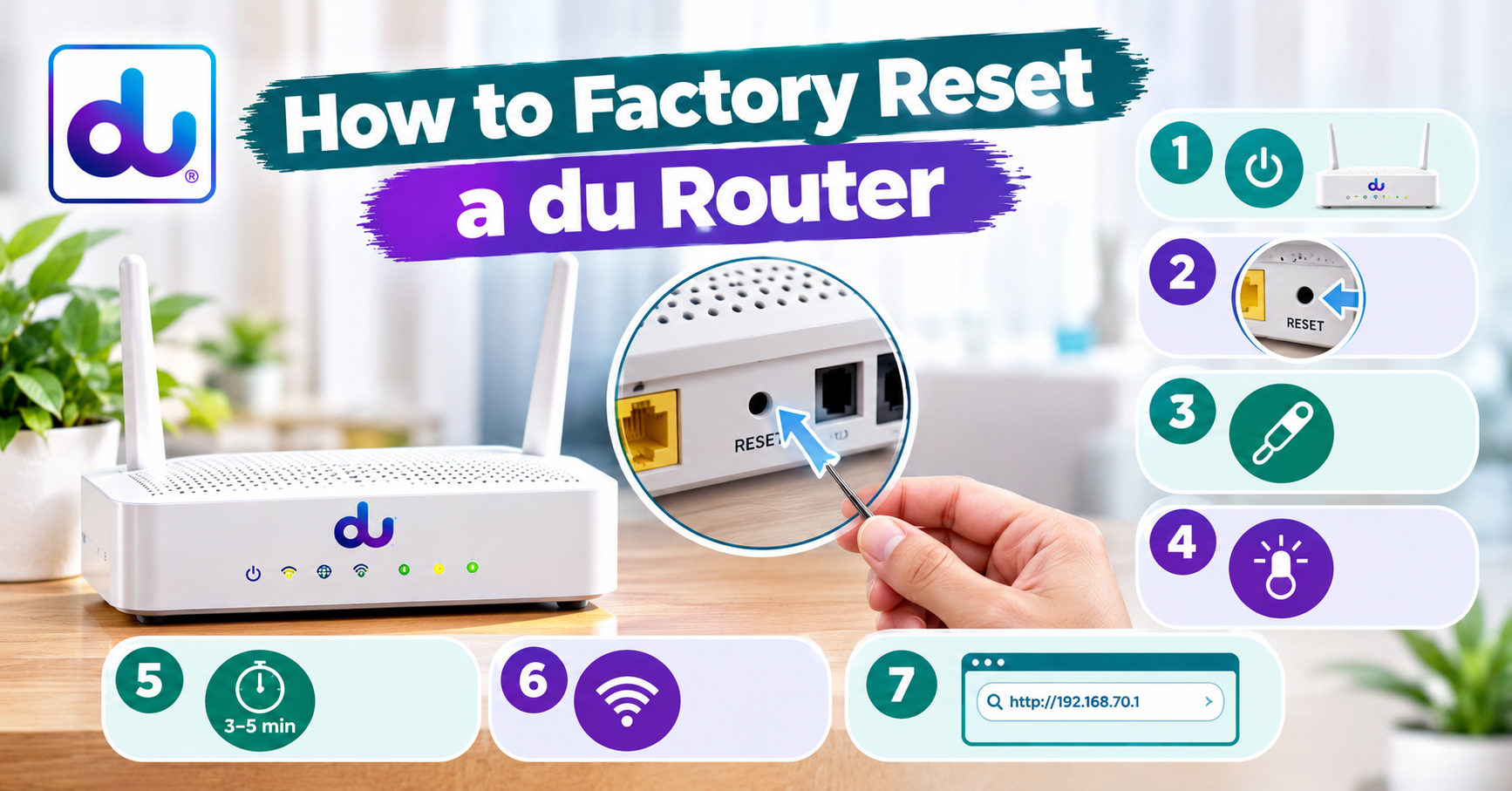 192.168.70.1 Login: Du Router Admin Guide for UAE How to Factory Reset a du Router
